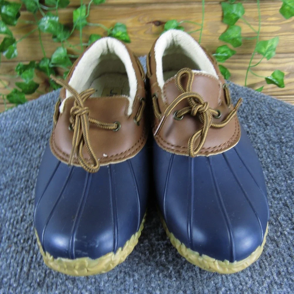 JBU Gwen Women's 7.5M Blue/Brown Duck Boots Faux Fur Lined Lace-Up Waterproof‎